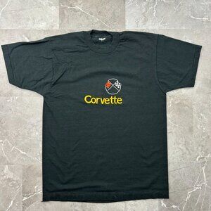 90s‎ Vintage Corvette Graphic Tee Mens XL Embroidered Single Stitch Flags Racing